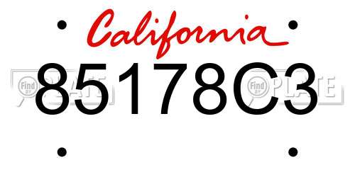 85178C3 California License Plate