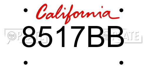 8517BB California License Plate