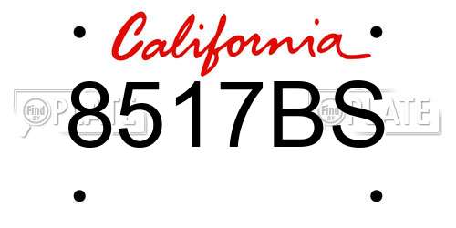 8517BS California License Plate