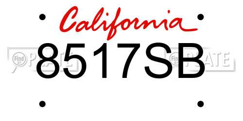 8517SB California License Plate