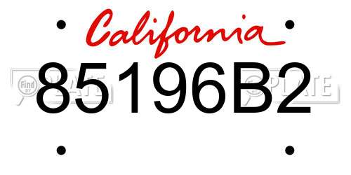 85196B2 California License Plate