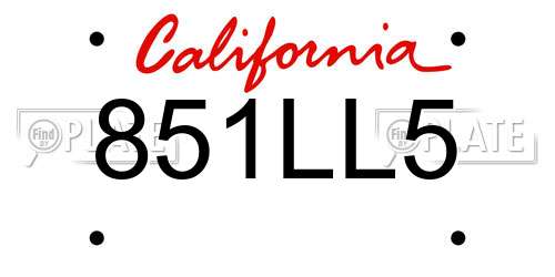 851LL5 California License Plate