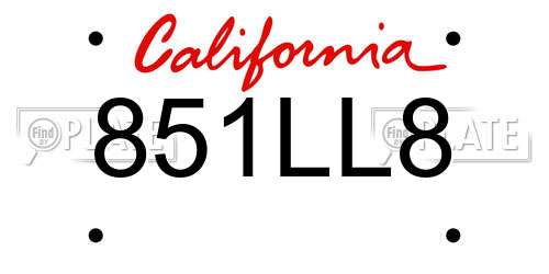 851LL8 California License Plate