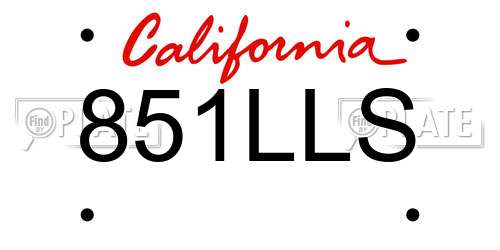 851LLS California License Plate