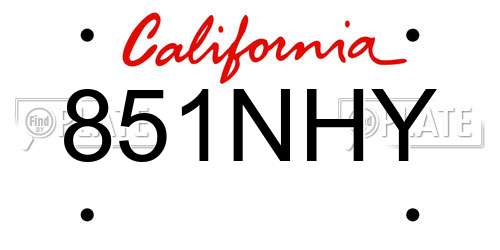 851NHY California License Plate
