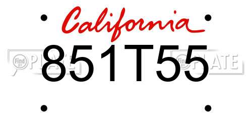 851T55 California License Plate