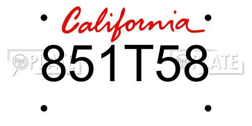 851T58 California License Plate