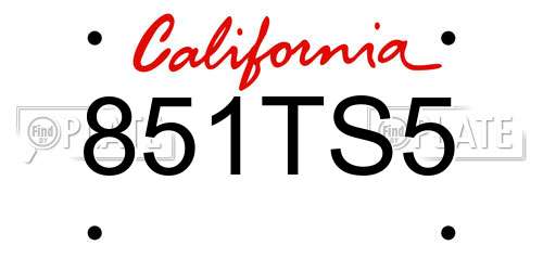 851TS5 California License Plate