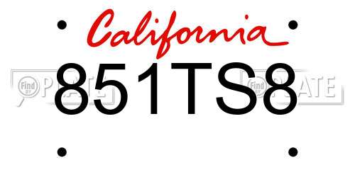 851TS8 California License Plate