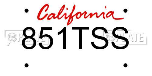 851TSS California License Plate