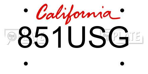 851USG California License Plate