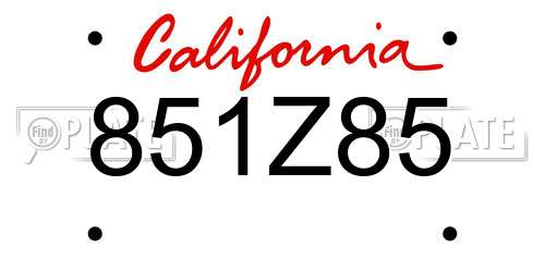 851Z85 California License Plate