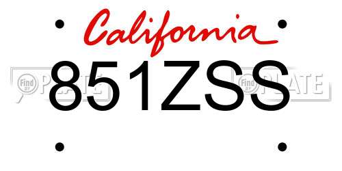 851ZSS California License Plate