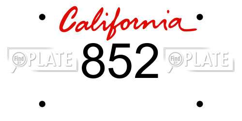 852 California License Plate