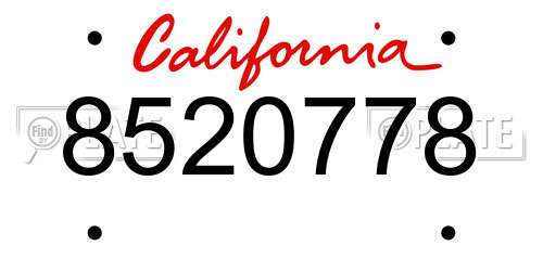 8520778 California License Plate