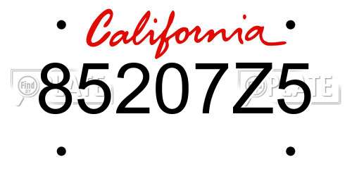 85207Z5 California License Plate