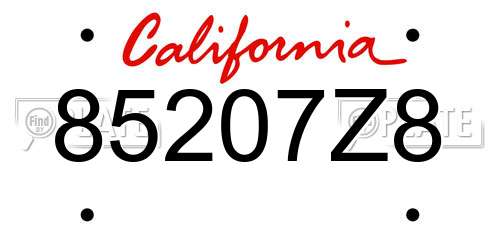 85207Z8 California License Plate
