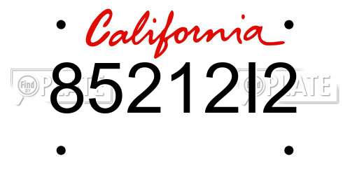 85212I2 California License Plate
