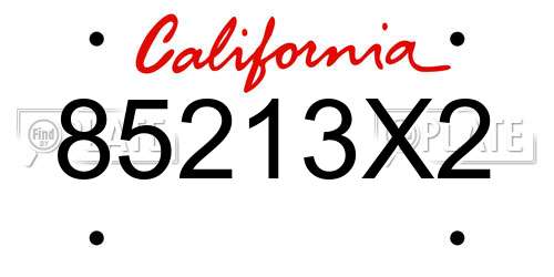 85213X2 California License Plate