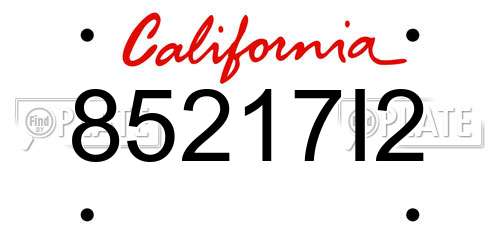 85217I2 California License Plate