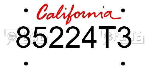85224T3 California License Plate