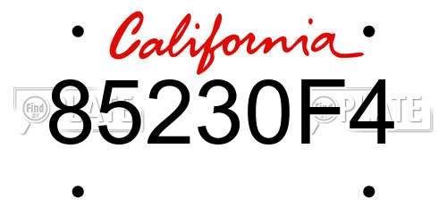 85230F4 California License Plate