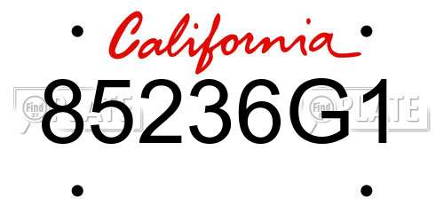85236G1 California License Plate