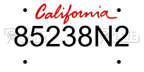 85238N2 California License Plate