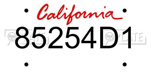 85254D1 California License Plate