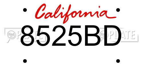 8525BD California License Plate