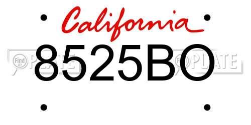 8525BO California License Plate