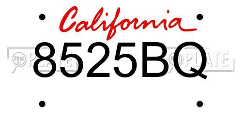 8525BQ California License Plate