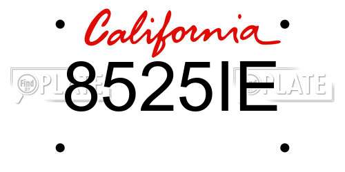 8525IE California License Plate