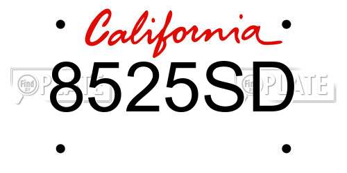 8525SD California License Plate