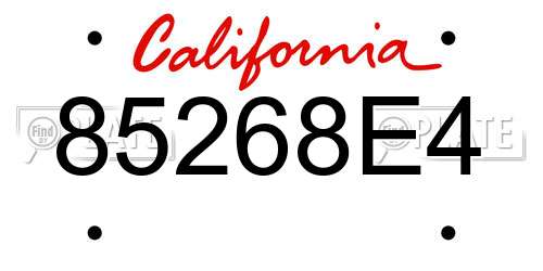 85268E4 California License Plate