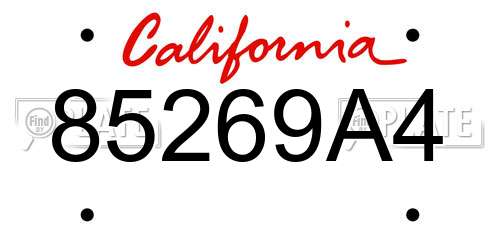 85269A4 California License Plate