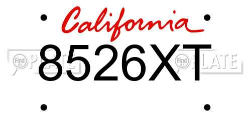 8526XT California License Plate