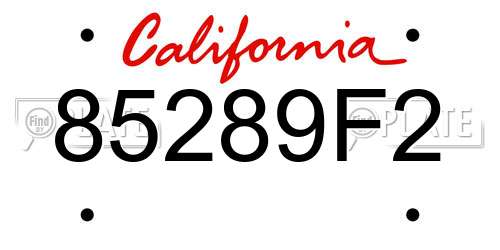 85289F2 California License Plate