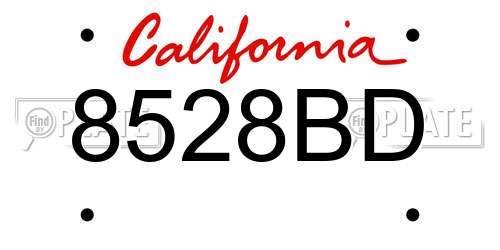 8528BD California License Plate