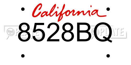 8528BQ California License Plate
