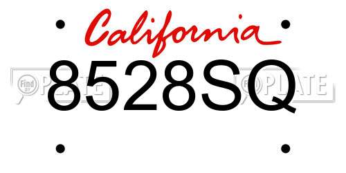 8528SQ California License Plate