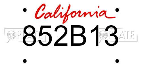 852B13 California License Plate