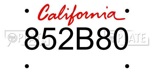 852B80 California License Plate