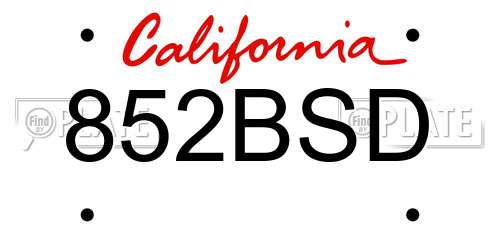 852BSD California License Plate