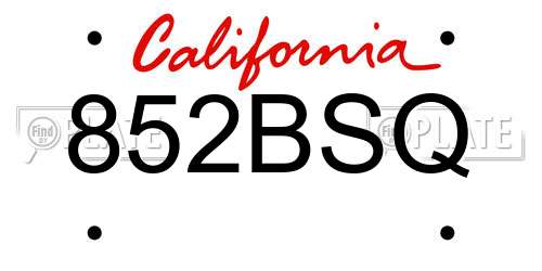 852BSQ California License Plate