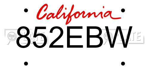 852EBW California License Plate