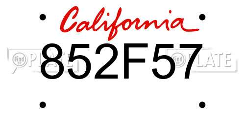 852F57 California License Plate