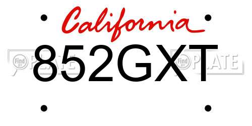 852GXT California License Plate