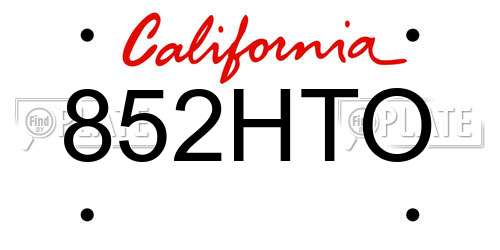 852HTO California License Plate