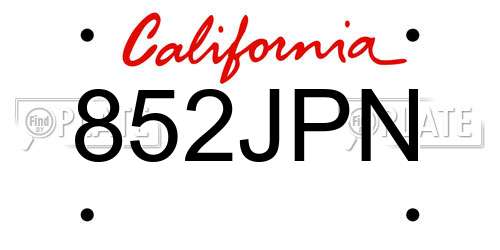 852JPN California License Plate